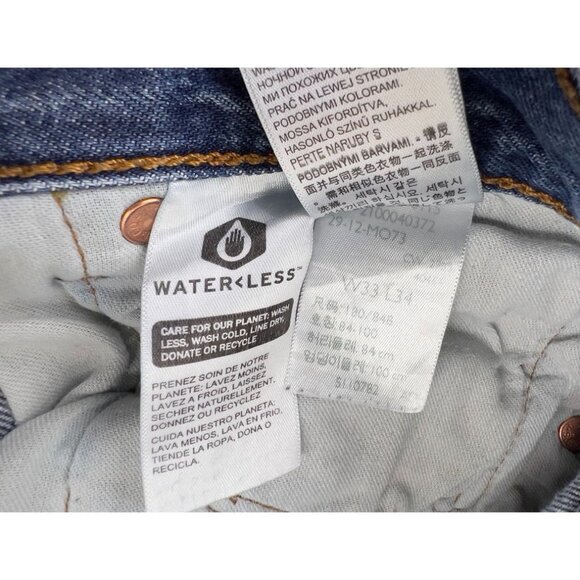 Levis 501 Original Fit Button Fly Men's Jeans W33 L34 Faded Distressed Denim - Picture 2 of 13